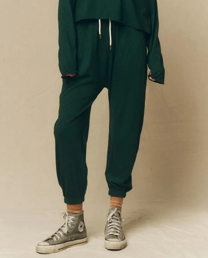 Bottoms Women039s The Great The Jersey Jogger Pant Green Grove