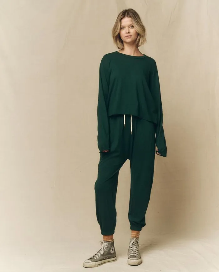 Bottoms Women039s The Great The Jersey Jogger Pant Green Grove