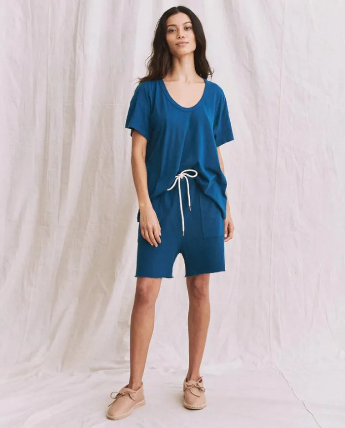 Bottoms Women039s The Great The Patch Pocket Sweat Short Sea Blue