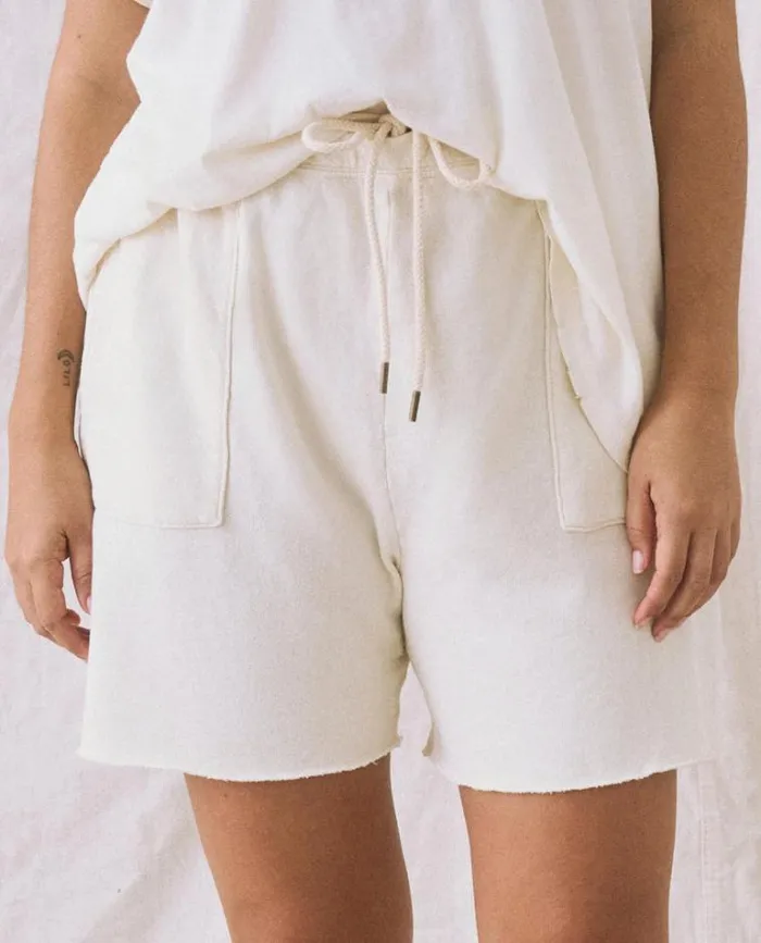 Bottoms Women039s The Great The Patch Pocket Sweat Short Washed White