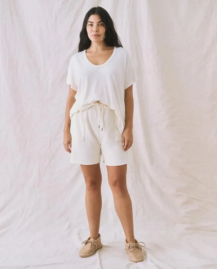 Bottoms Women039s The Great The Patch Pocket Sweat Short Washed White
