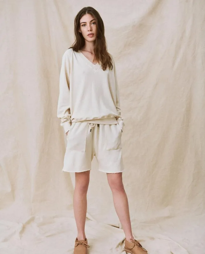 Bottoms Women039s The Great The Patch Pocket Sweat Short Washed White