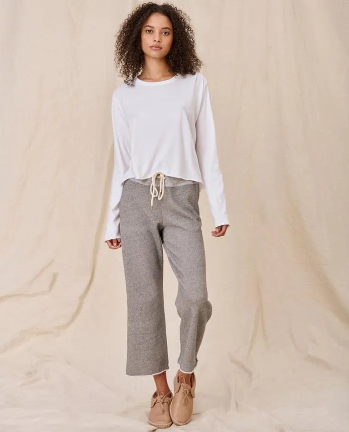 Bottoms Women039s The Great The Wide Leg Cropped Sweatpant Varsity Grey