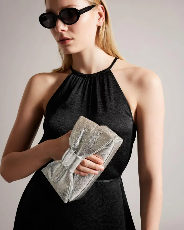 Bow Clutch Bag Silver Women Ted Baker Bags Bow Clutch Bag Silver Women Ted Baker Bags