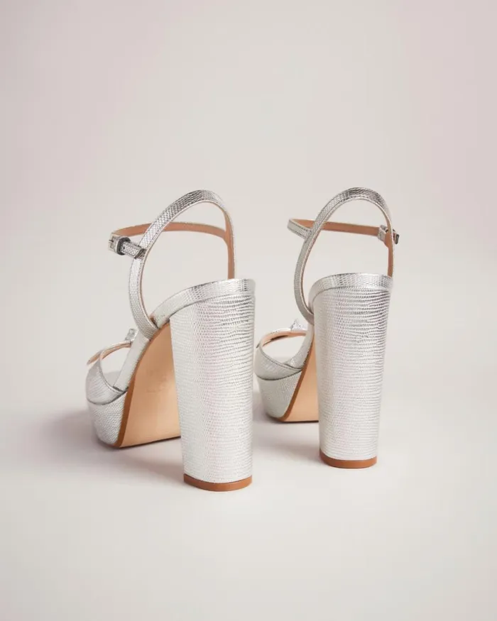 Bow Detail Platform Sandals Silver Women Ted Baker Sandals and Sliders