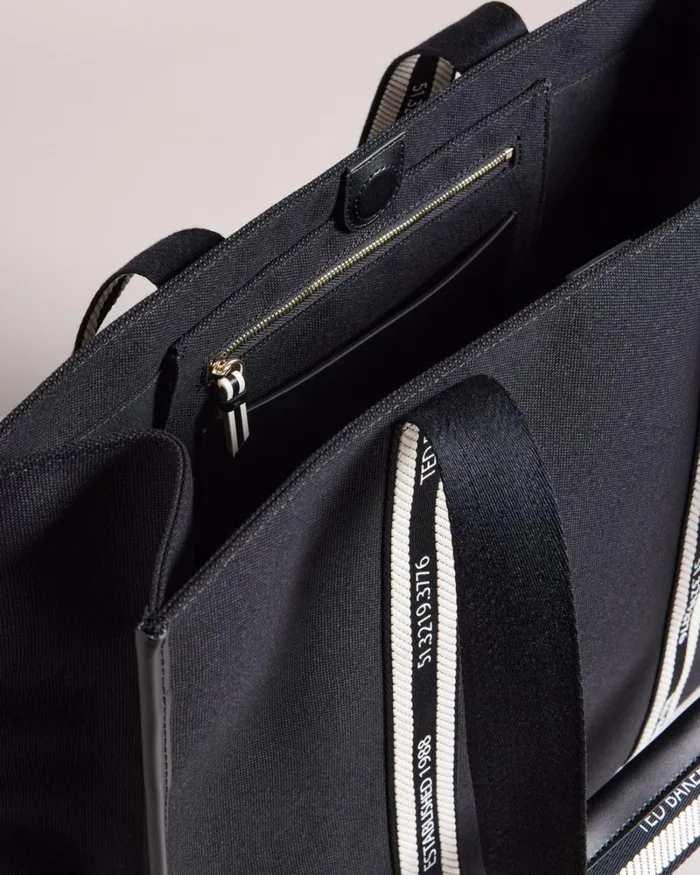 Branded Webbing Canvas Tote Black Women Ted Baker Bags
