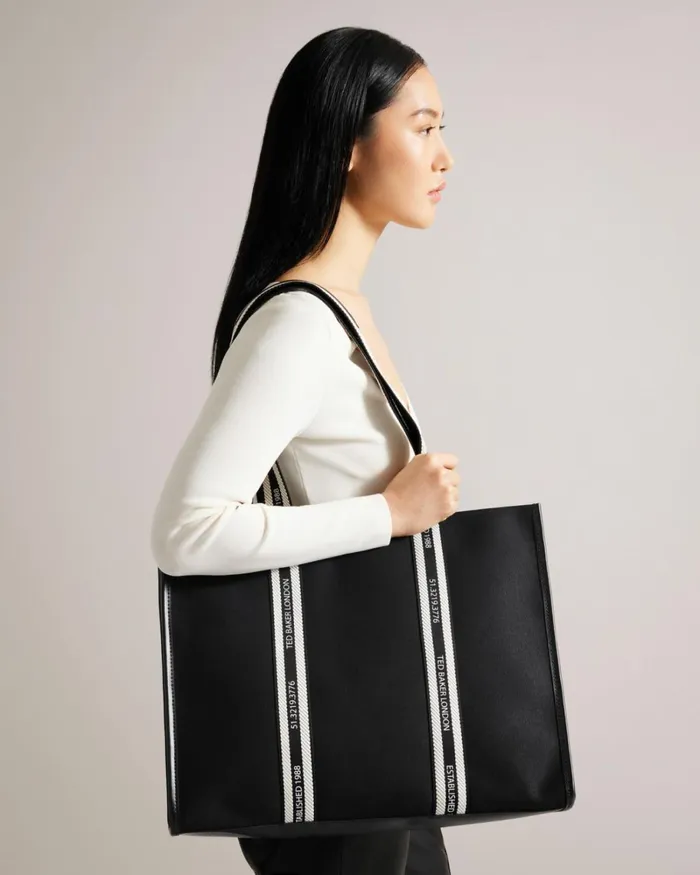 Branded Webbing Canvas Tote Black Women Ted Baker Bags Branded Webbing Canvas Tote Black Women Ted Baker Bags