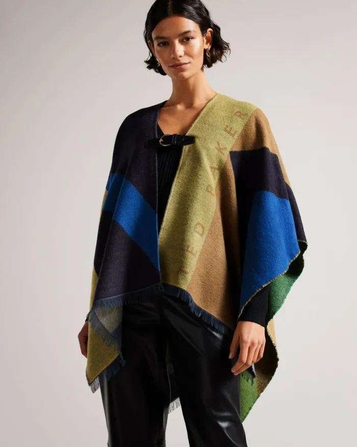 Buckle Poncho Dark Blue Women Ted Baker Scarves Buckle Poncho Dark Blue Women Ted Baker Scarves