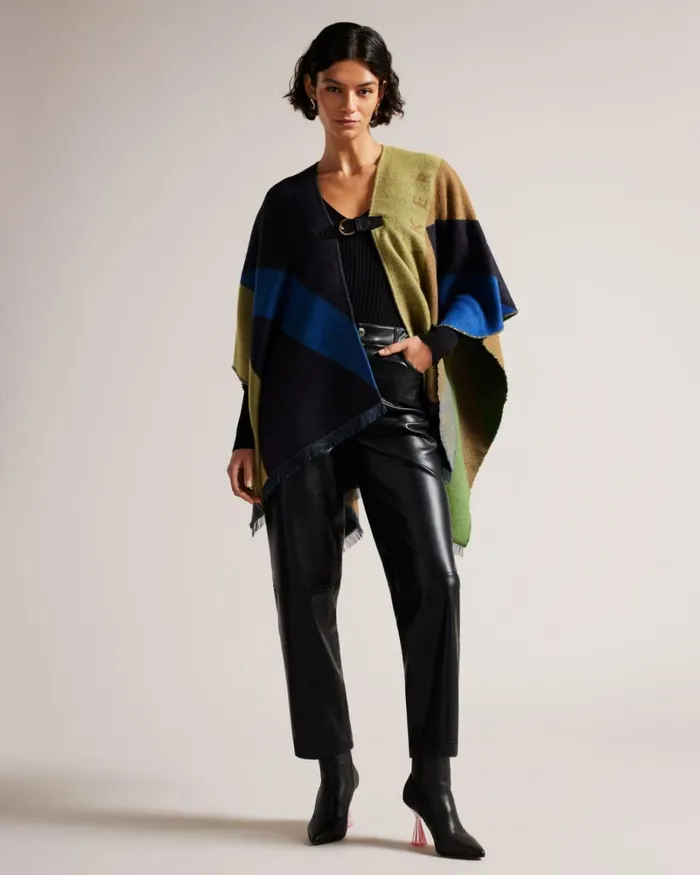 Buckle Poncho Dark Blue Women Ted Baker Scarves Buckle Poncho Dark Blue Women Ted Baker Scarves