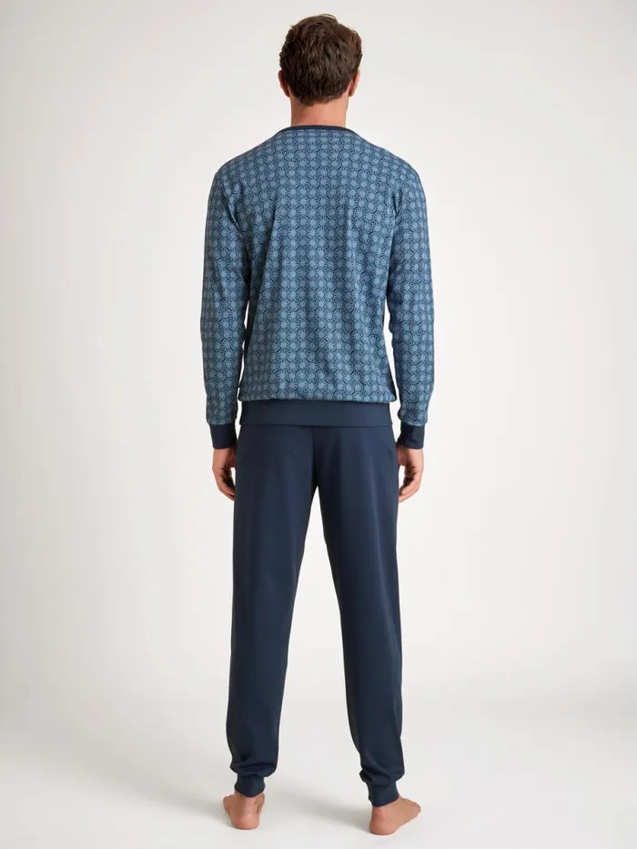 CALIDA Pyjamas Pyjama With Cuff Insignia Blue 8211 Men
