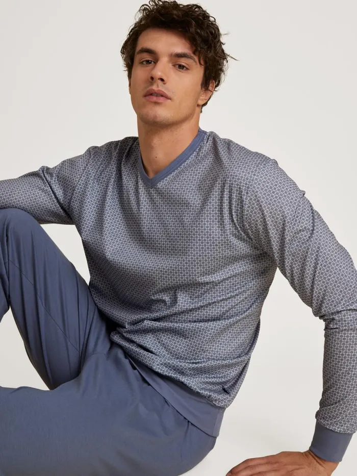 CALIDA Pyjamas Pyjama With Cuff Vintage Indigo 8211 Men