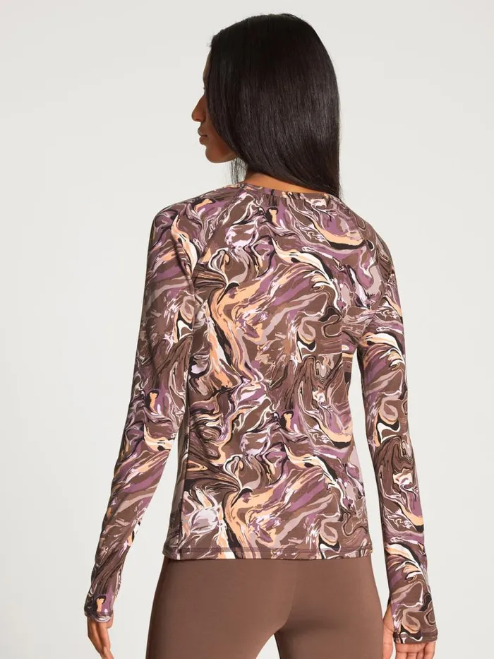 CALIDA Shirts Shirt Long Sleeve Cradle To Cradle Certified Truffle Brown Print 8211 Women CALIDA Shirts Shirt Long Sleeve Cradle To Cradle Certified Truffle Brown Print 8211 Women