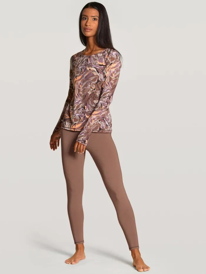 CALIDA Shirts Shirt Long Sleeve Cradle To Cradle Certified Truffle Brown Print 8211 Women
