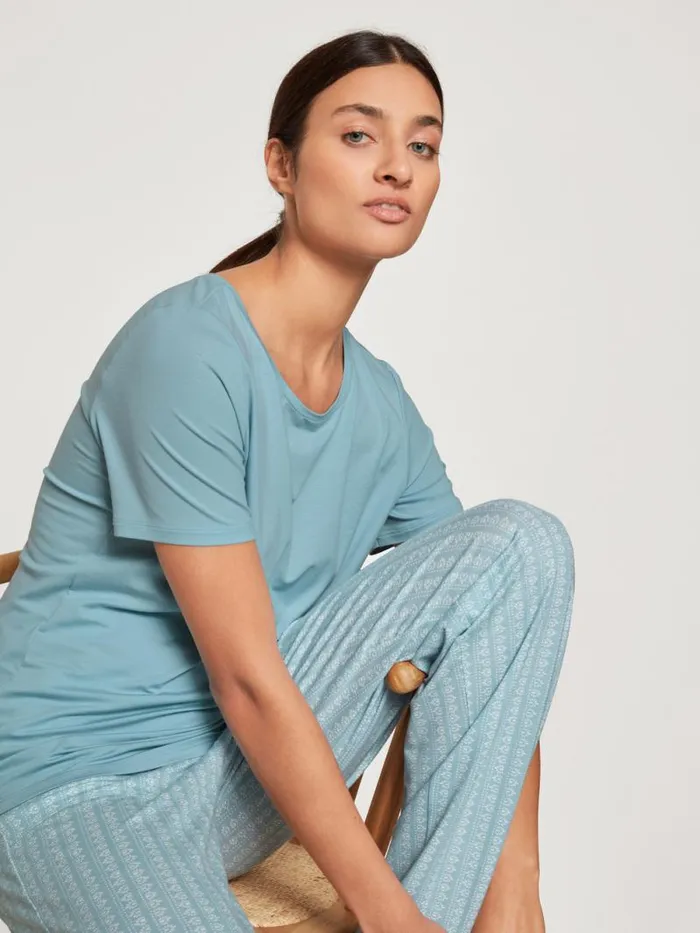CALIDA Show All Shirt Shortsleeve Blue Satin 8211 Women