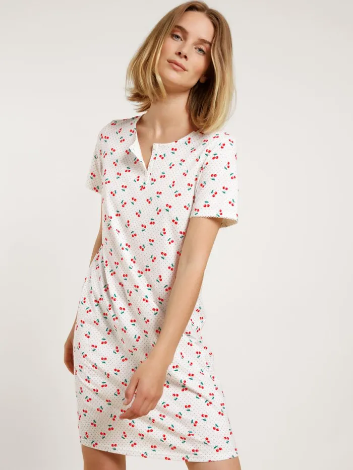CALIDA Show All Short Sleeve Nightdress Length 95cm Red Glow 8211 Women