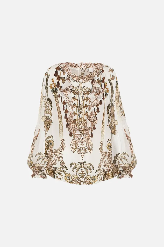 Camilla Blouses and Shirts Raglan Blouse With Centre Front Ruffle Road To Richesse 8211 Womens