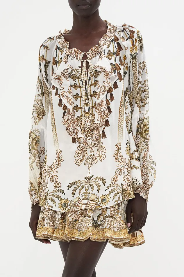 Camilla Blouses and Shirts Raglan Blouse With Centre Front Ruffle Road To Richesse 8211 Womens