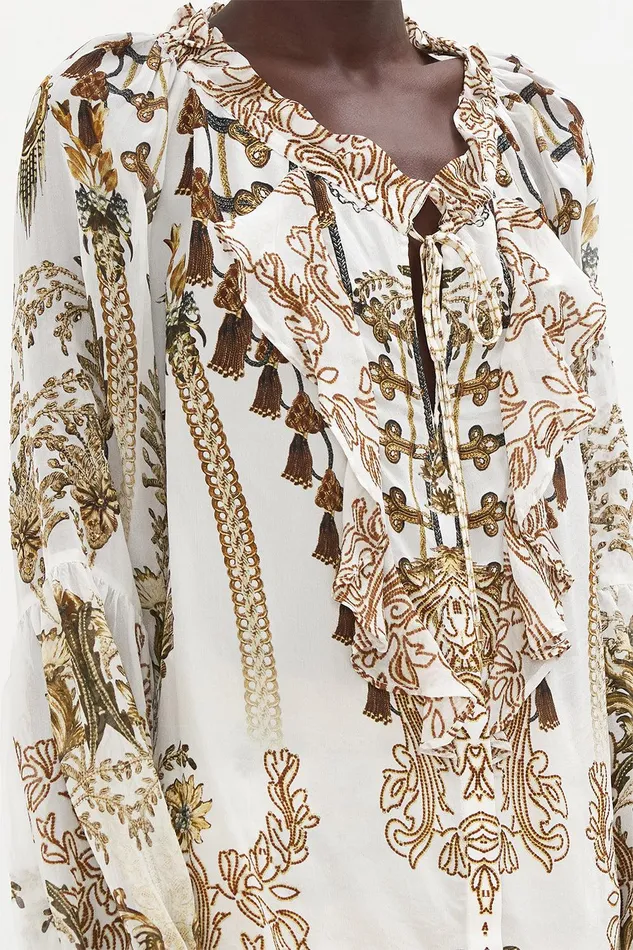 Camilla Blouses and Shirts Raglan Blouse With Centre Front Ruffle Road To Richesse 8211 Womens