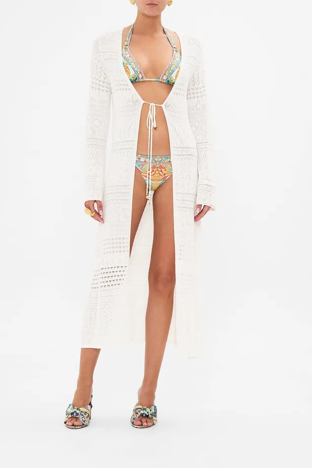 Camilla Kimonos Flared Sleeve Pointelle Knit Layer Sea Charm 8211 Womens