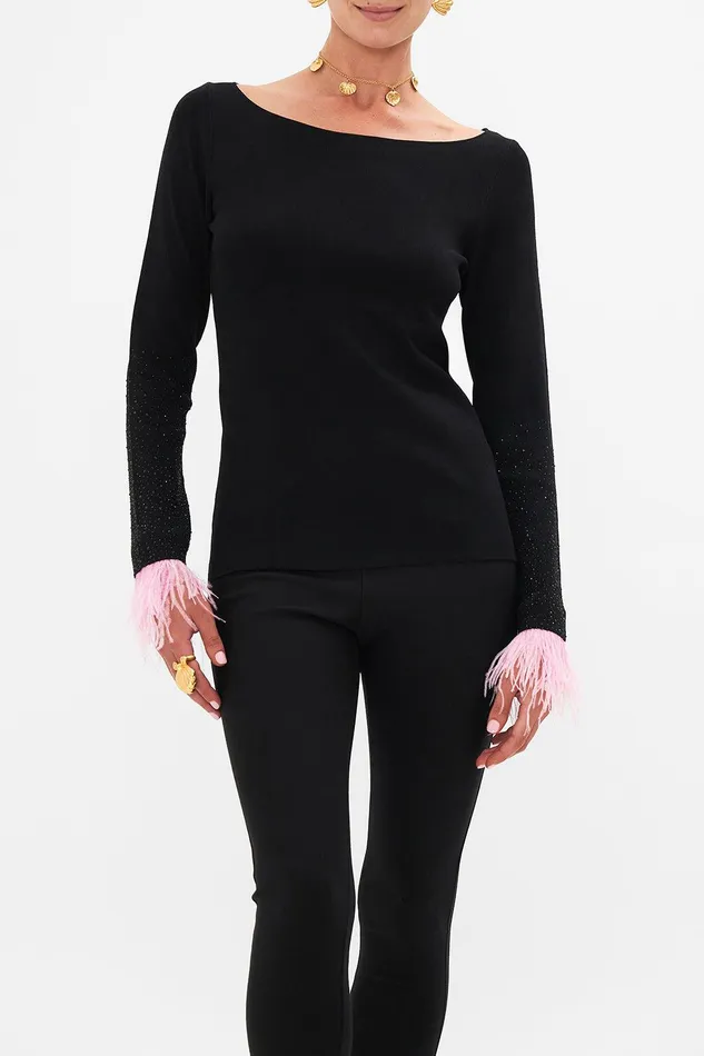 Camilla Knitwear Boat Neck Knit With Detachable Feathers Florence Field Day 8211 Womens Camilla Knitwear Boat Neck Knit With Detachable Feathers Florence Field Day 8211 Womens