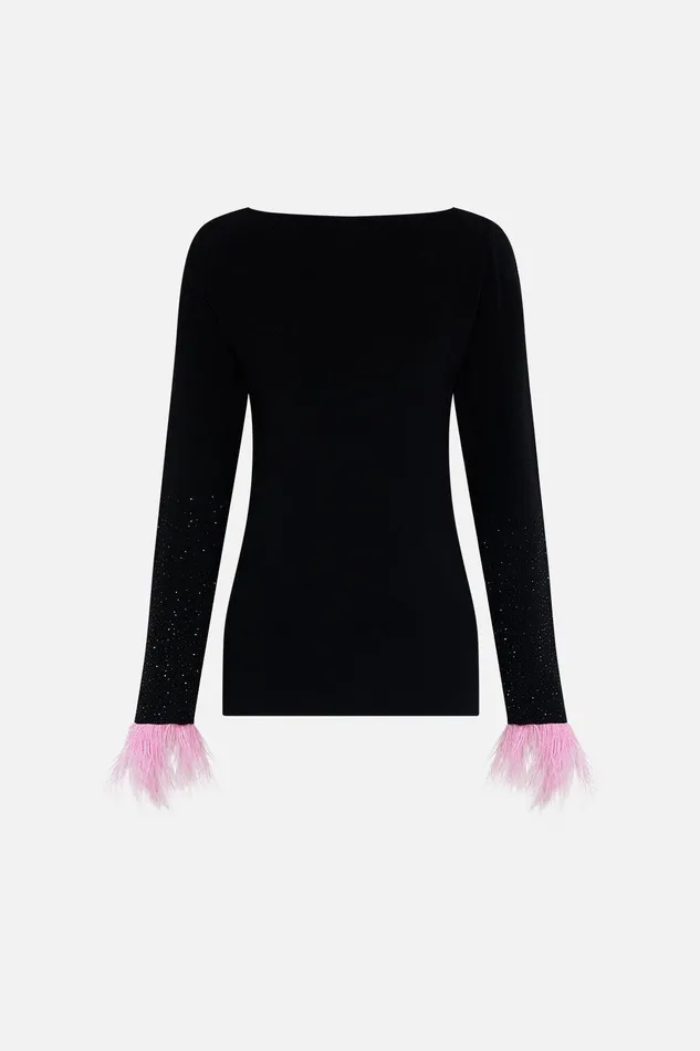 Camilla Knitwear Boat Neck Knit With Detachable Feathers Florence Field Day 8211 Womens Camilla Knitwear Boat Neck Knit With Detachable Feathers Florence Field Day 8211 Womens