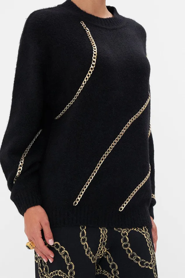 Camilla Knitwear Crew Neck Full Sleeve Jumper With Chains Tether Me Not 8211 Womens Camilla Knitwear Crew Neck Full Sleeve Jumper With Chains Tether Me Not 8211 Womens