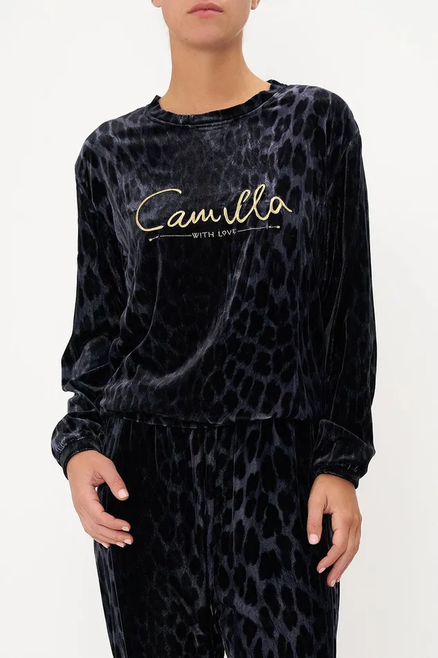 Camilla Loungewear Round Neck Sweater Shes A Crazy Cat 8211 Womens