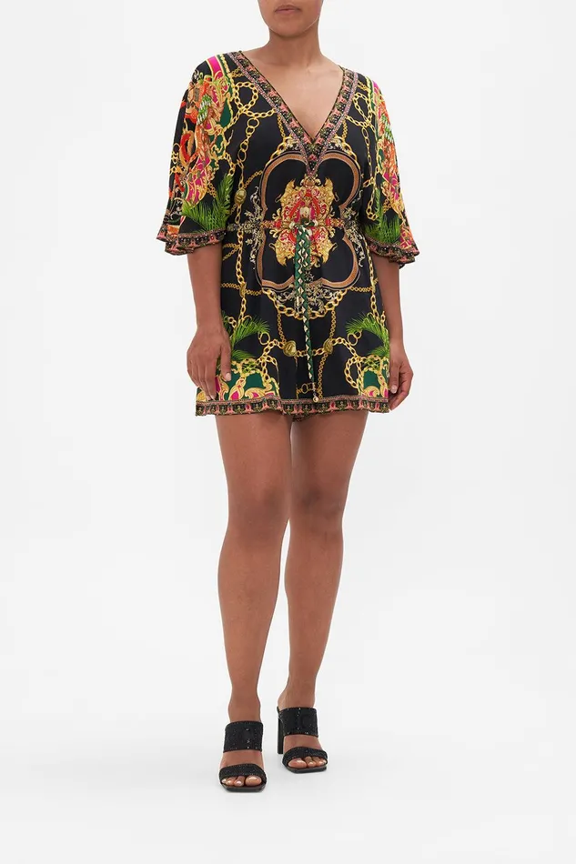 Camilla Playsuits and Jumpsuits Flutter Sleeve Gathered Waist Playsuit Jealousy And Jewels 8211 Womens