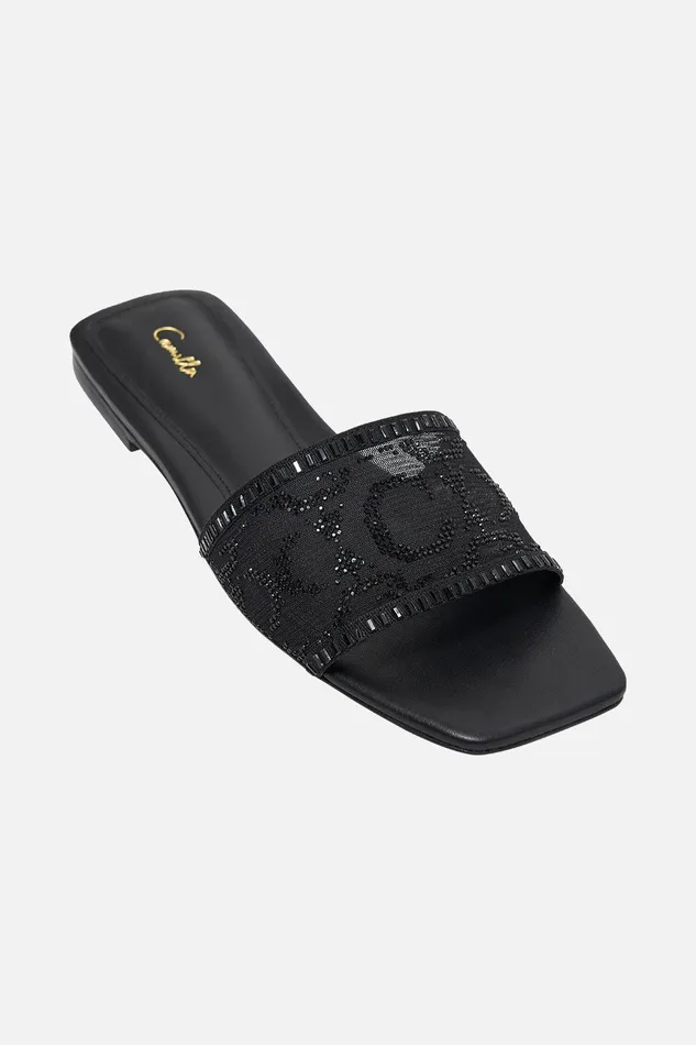 Camilla Shoes Alora Flat Mule Solid Black 8211 Accessories
