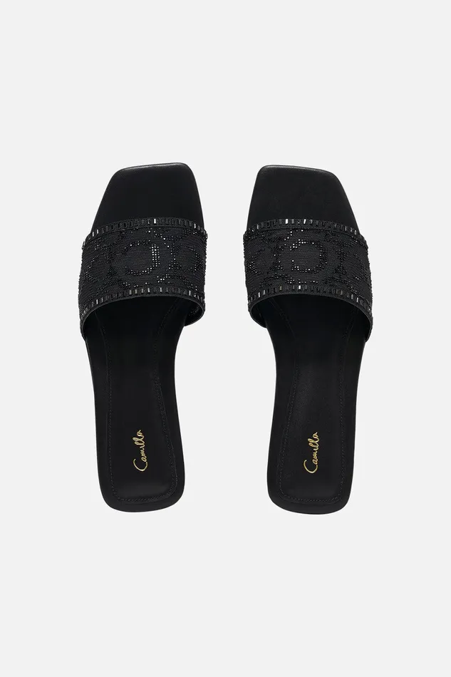 Camilla Shoes Alora Flat Mule Solid Black 8211 Accessories
