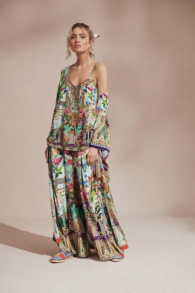 Camilla Wide Leg Pants Wide Leg Pant With Gathered Pockets Champagne Coast 8211 Womens