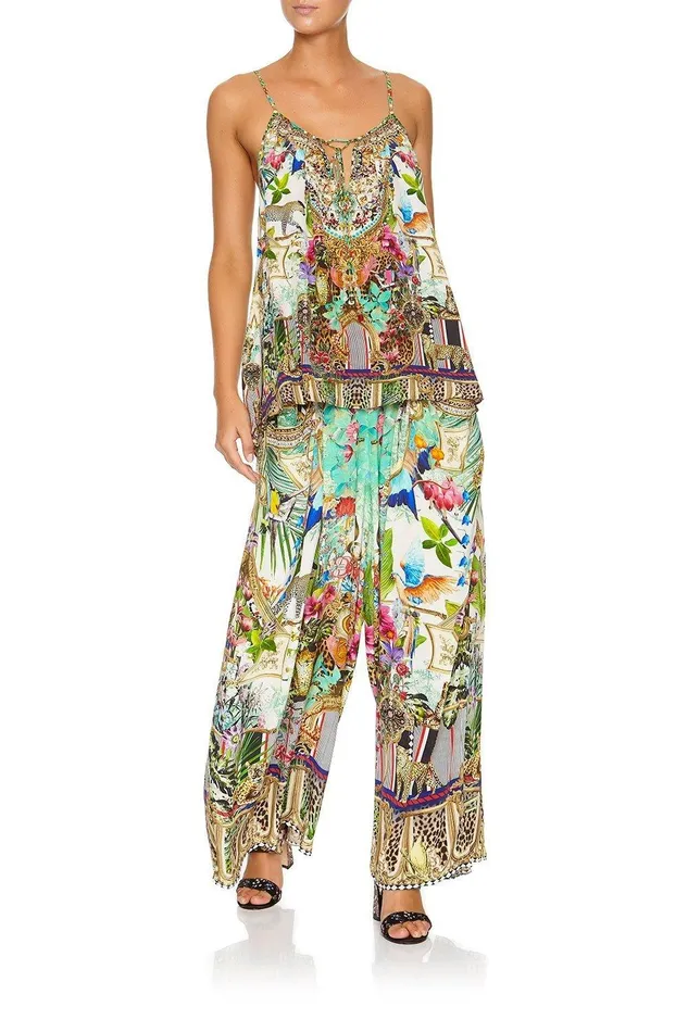Camilla Wide Leg Pants Wide Leg Pant With Gathered Pockets Champagne Coast 8211 Womens