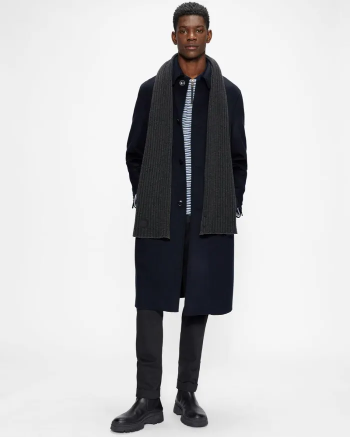 Cardigan Stitch Scarf Dark Gray Men Ted Baker Scarves Cardigan Stitch Scarf Dark Gray Men Ted Baker Scarves