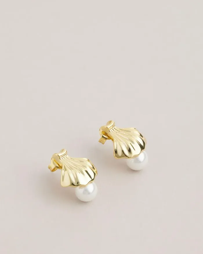 Clam Shell Stud Earrings Gold Color Women Ted Baker Jewelry
