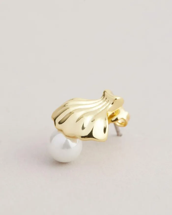 Clam Shell Stud Earrings Gold Color Women Ted Baker Jewelry