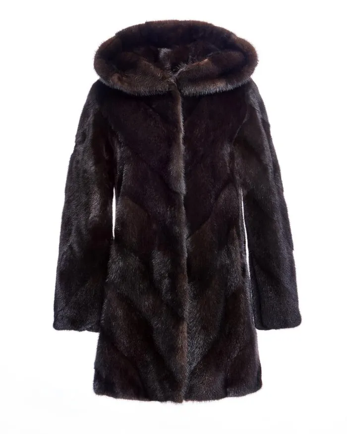 Coats Women039s Maximilian Hooded Chevron Mink Coat