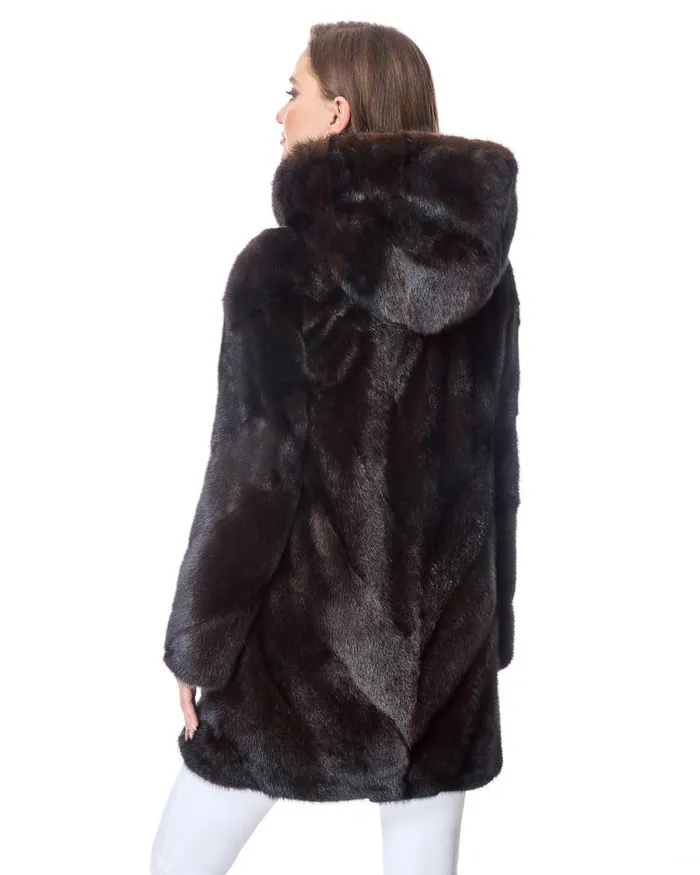 Coats Women039s Maximilian Hooded Chevron Mink Coat