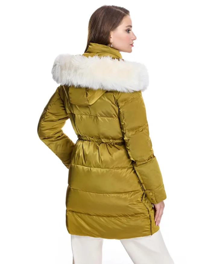 Coats Women039s Maximilian Julia and Stella Shearling Trimmed Puffer Coat