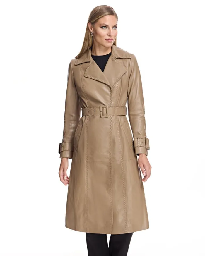 Coats Women039s Maximilian Leather Belted Trench Coat