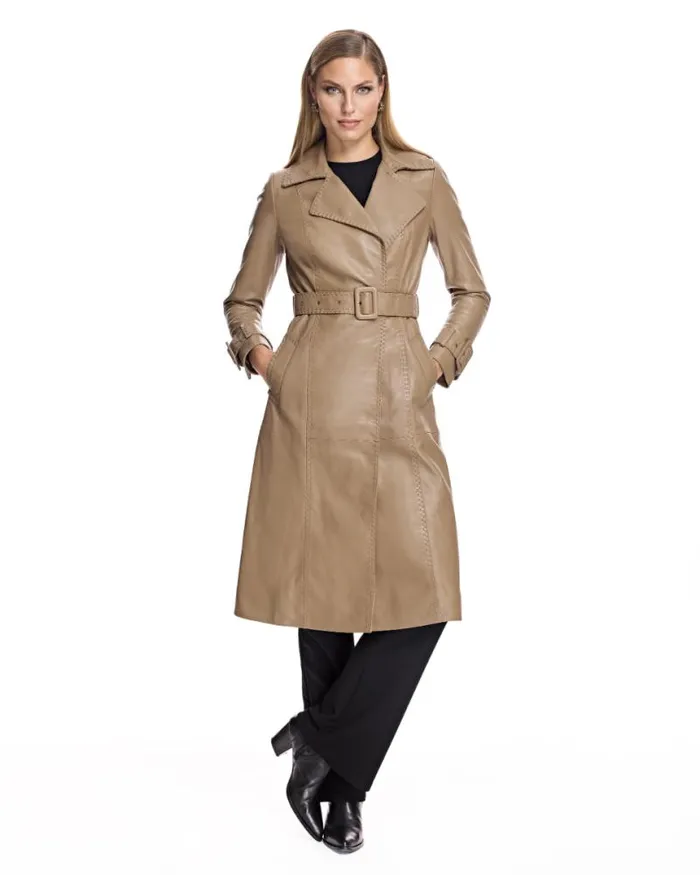 Coats Women039s Maximilian Leather Belted Trench Coat