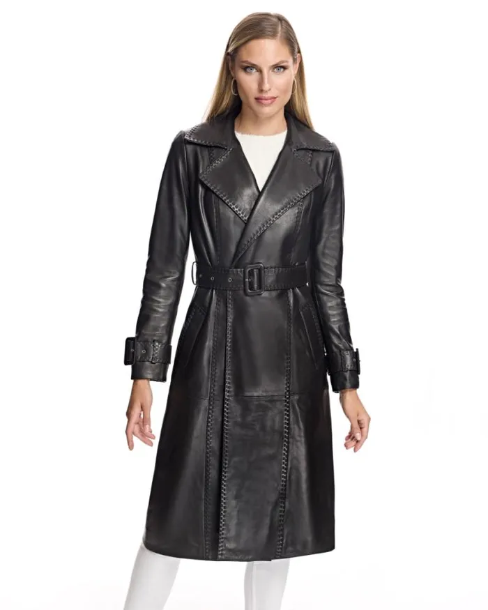 Coats Women039s Maximilian Leather Belted Trench Coat