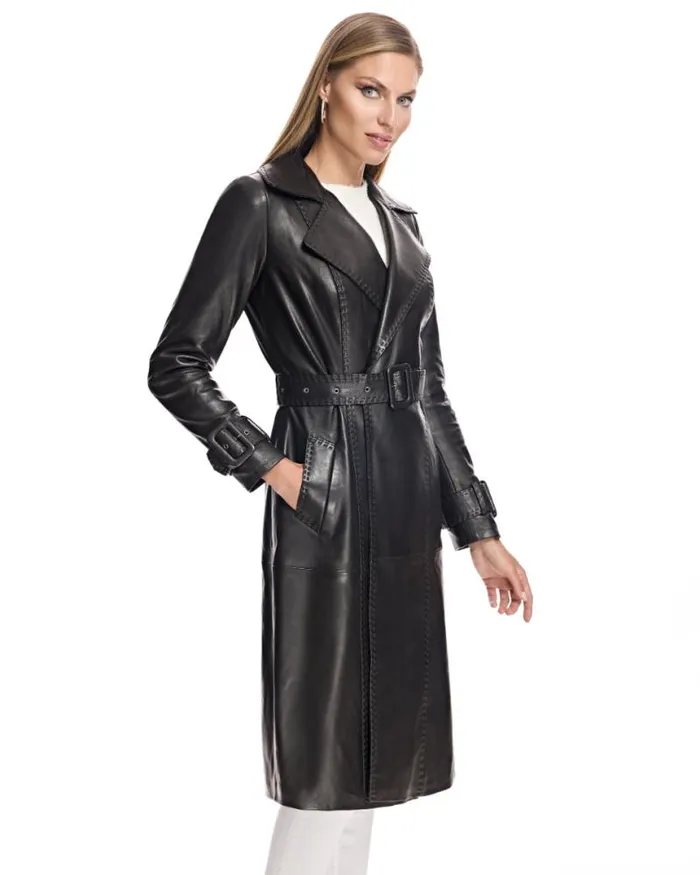 Coats Women039s Maximilian Leather Belted Trench Coat