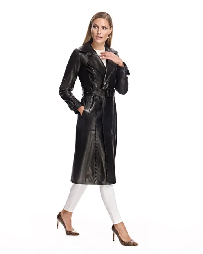 Coats Women039s Maximilian Leather Belted Trench Coat