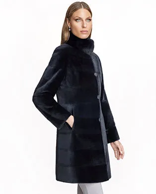 Coats Women039s Maximilian Sheared Mink Reversible Coat With Chinchilla Trim