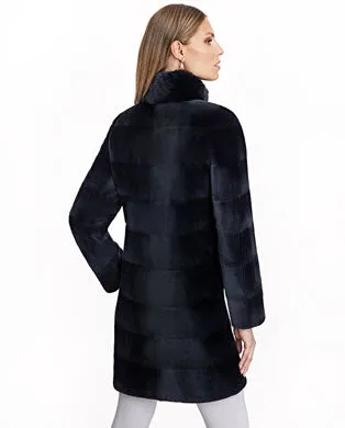 Coats Women039s Maximilian Sheared Mink Reversible Coat With Chinchilla Trim