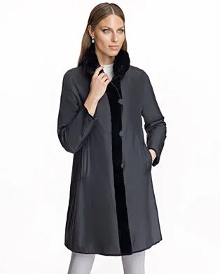Coats Women039s Maximilian Sheared Mink Reversible Coat With Chinchilla Trim