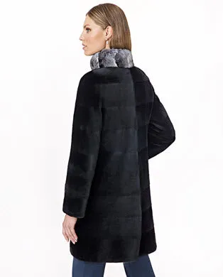 Coats Women039s Maximilian Sheared Mink Reversible Coat With Chinchilla Trim