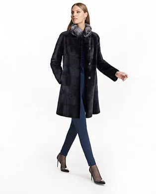 Coats Women039s Maximilian Sheared Mink Reversible Coat With Chinchilla Trim