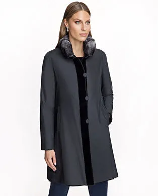 Coats Women039s Maximilian Sheared Mink Reversible Coat With Chinchilla Trim