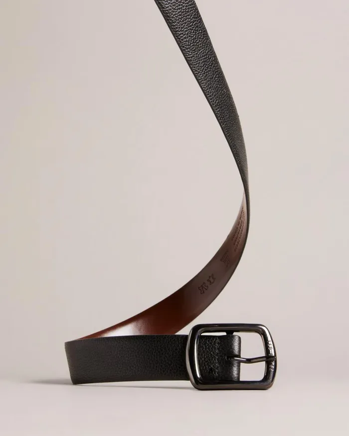 Contrast Detail Leather Belt Black Men Ted Baker Belts